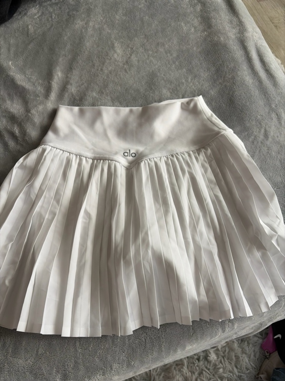 ALO Yoga White Pleated Skater Skirt